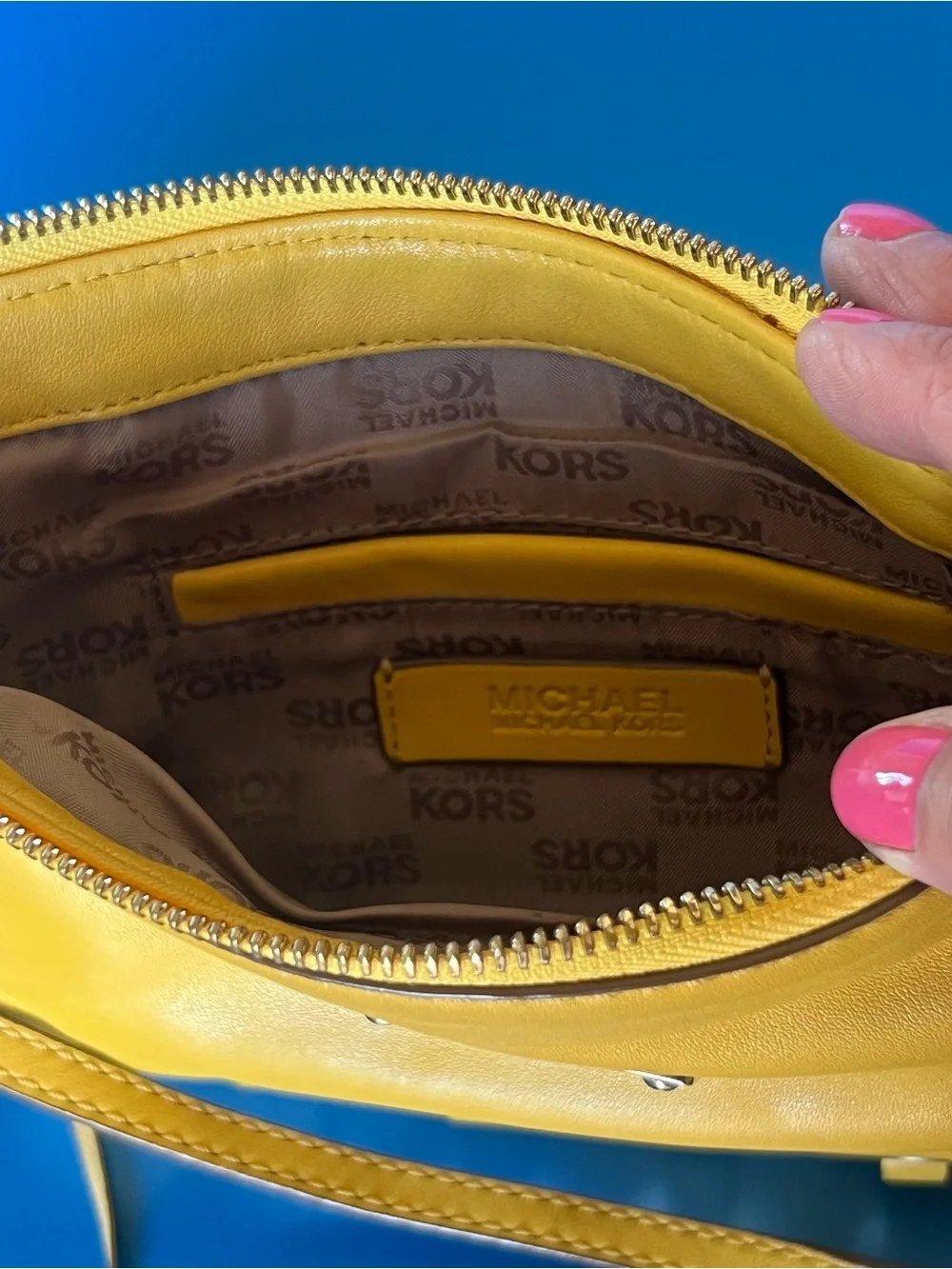 Michael Kors Yellow Leather Shoulder Clutch Bag Tassels